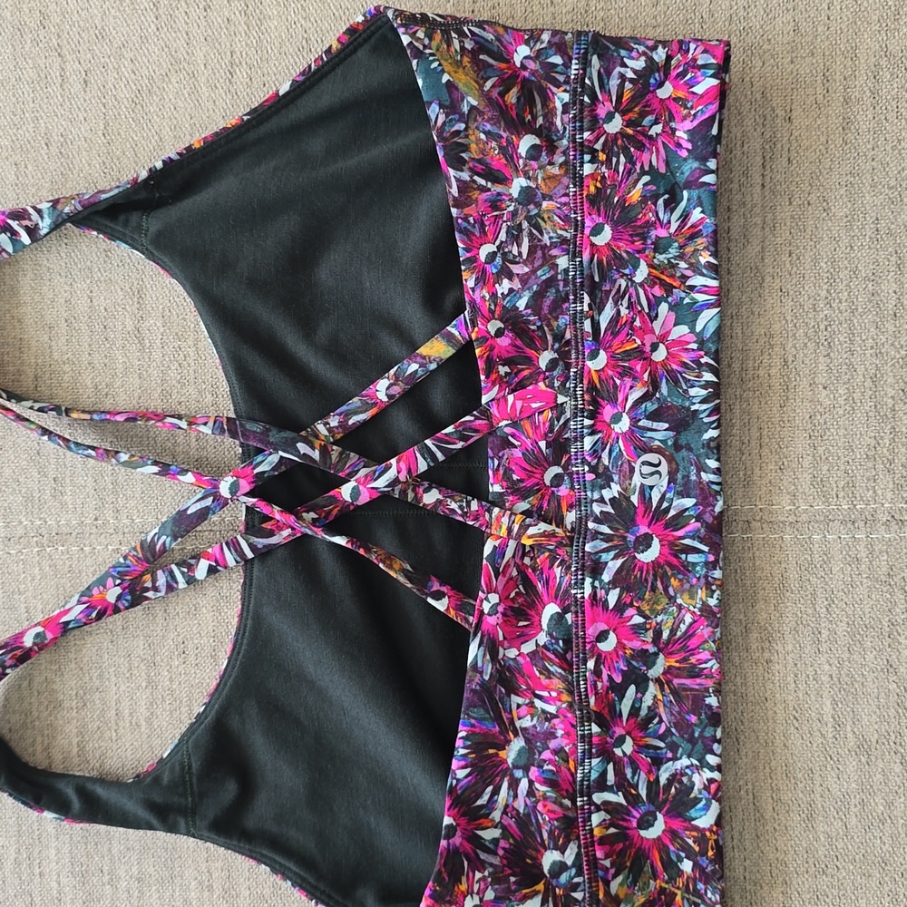 Lululemon Athletica Floral Sports Bra - Pink and Blue - Picture 3 of 6